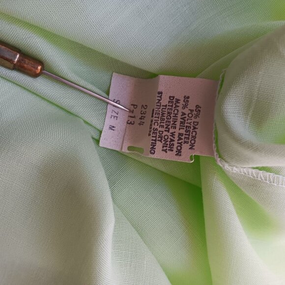 Medium Vintage 60's Lime Green Sleeveless Nightgown Lace Trim Bow Dacron Mod - Picture 6 of 6